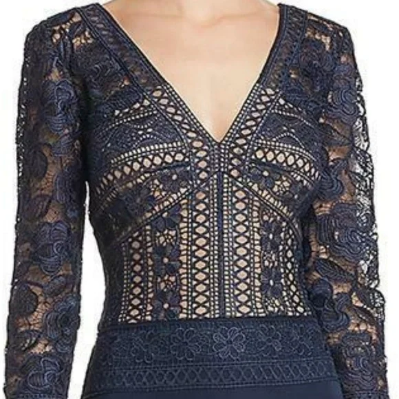 Tadashi Shoji Lace & Crepe A-Line Gown - Picture 7 of 7